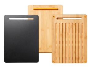 Placa de taiat Fiskars Functional Form, 3 piese, Bambus, 35x25 cm, NegruPortocaliu - Img 1