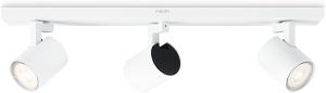 Plafonier/perete Philips Runner 3 spoturi, instalare usoara ClickFix, fara bec (GU10), 2700 K, lumina alba calda, alb, IP20, antireflexie