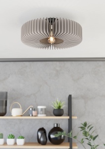 Plafoniera din lemn EGLO Palombaia, design scandinav, gri, 50 cm - Img 3