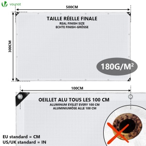 Plasa de protectie VOUNOT 3x5m 180gm impermeabila alba, rezistenta la rupere - Img 4