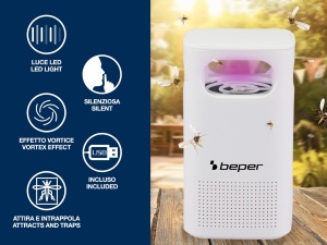 Plasa de tantari LED BEPER P206ZAN101 cu ventilator, silentioasa si portabila, fara utilizarea substantelor chimice, usor de curatat, cablu USB inclus - Img 2