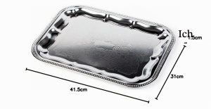 Platou dreptunghiular APS 392, 41 x 31 cm, metal, cu decor - Img 9