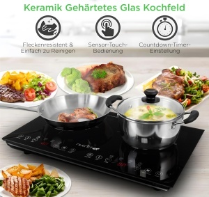 Plita cu inductie NutriChef 2 Placi 1800W Touch Control Timer Siguranta pentru copii - Img 2