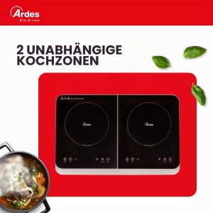 Plita electrica Ardes KOOKIE DUO 2000W 1500W, 2 zone inductie, neagra - Img 5