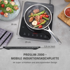 Plita inductie CASO ProSlim 2000, 2000W, 10 trepte de temperatura, Negru - Img 3