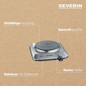 Plita SEVERIN pentru bucatarie birou sau camping soba mica cu reglare continua a temperaturii aragaz de camping inel de incalzire cu diametru de 18 cm - Img 5