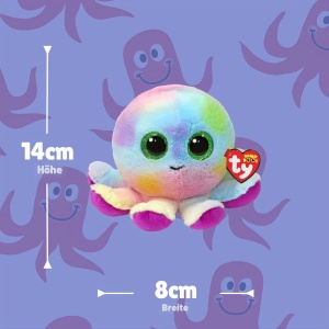 Plus Bubbles TY Beanie Boos, Octopus, 15 cm, Ochii Verzi Stralucitori - Img 3