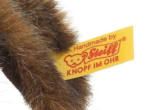 Plus Dackel Steiff Moritz 30 cm - Caine de plus moale, lavabil, gri inchis - Img 3