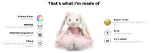 Plus Hoppie Steiff 30cm Balerina cu Costum Roz pentru Imbratisat - Img 2