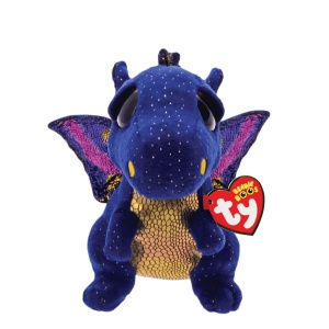 Plusa Drac Saffire TY 36879, 15 cm, culoare albastru inchis, cu ochi stralucitori - Img 5