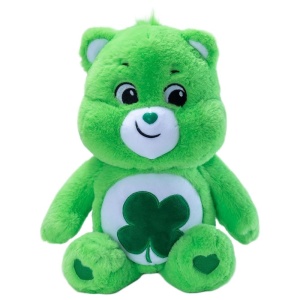 Plush Care Bears Simba Fortunoso, 35 cm, urs verde cu patru foi de trifoi