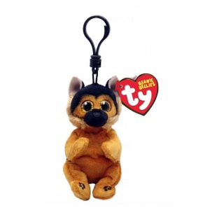 Plush cu breloc Ty Beanie Bellies Ace Ciobanesc German 12 cm cu ochi aurii