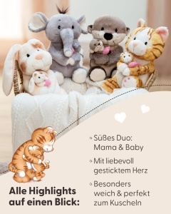 Plush Elefant NICI 20cm cu Elefantel 6cm - gri, jucarie din plus moale - Img 5