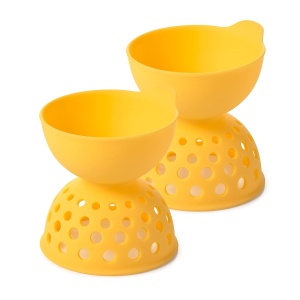 Pochier de oua OXO Good Grips, set 2 bucati, silicon BPA-free, galben
