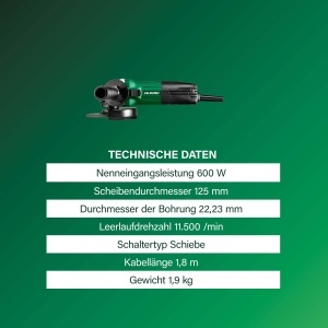 Polizor unghiular HiKOKI G13STAYGZ, 600 W, 125 mm, cu comutator glisant - Img 3