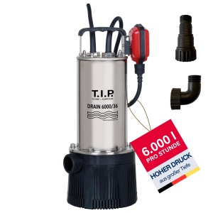 Pompa submersibila T.I.P. Drain 600036, 950 W, 6000 lh, inox