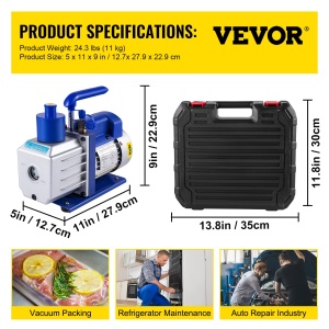 Pompa vacuum VEVOR 4.8 CFM, 13 HP, sistem HVAC, ideala pentru R407C, R22, R134a - Img 7