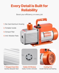 Pompa Vakuum VEVOR VP280 9 CFM 2 Trepte Compatibilitate R134a R22 R410a - Img 5