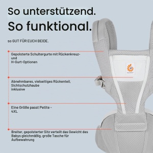 Portbebe Ergobaby Alta cu Hipsitz pentru Bebei si Copii, 4-48 luni, Material SoftFlex Mesh - Img 4