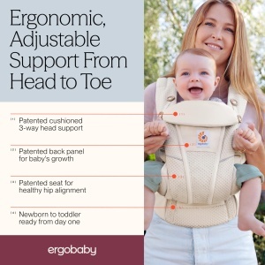 Portbebe Ergobaby Omni Breeze, 4 pozitii, 0-20kg, Natural Bej - Img 3