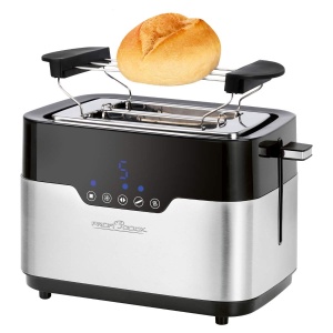 Prajitor de paine ProfiCook PC-TA 1170 cu 2 felii, senzor tactil, atasament pentru role, sertar pentru firimituri, functie de centrare, 7 niveluri de rumenire, otel inoxidabil negru - Img 3