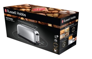Prajitor de paine Russell Hobbs [fanta lunga pentru 2 felii / 1 felie lata de paine] Victory Stainless Steel (fanta foarte lata pentru paine prajita, incl. accesoriu pentru chifle, 6 niveluri de rumenire + functie de dezghetare si reincalzire) 23510-56 - Img 2