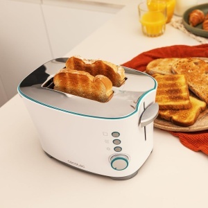 Prajitor de paine vertical Cecotec Toast & Button Double W, 650W, Slot dublu lat pentru 2 paine prajite, Curatare usoara, Oprire automata si functie pop-up, Inclusiv clesti de indepartare, Tava pentru firimituri - Img 4