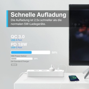 Prelungitor inteligent TP-Link Tapo P300, 3 prize, 2 USB, 1 Type-C, Alb - Img 4