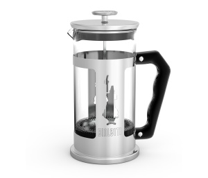 Presa de cafea Bialetti Preziosa, filtru de presa franceza pentru cafea sau ceai, corp din otel inoxidabil si recipient din sticla borosilicata, poate fi spalat in masina de spalat vase, 350 ml, pentru 3 cani