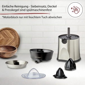 Presa de citrice Cloer 6815, 2-in-1, 100 W, inox, cu functie de oprire automata - Img 4
