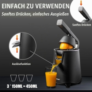 Presa electrica de suc Bestron ACJ600BL, 450ml, negru mat, cu functie de oprire a picaturilor - Img 4