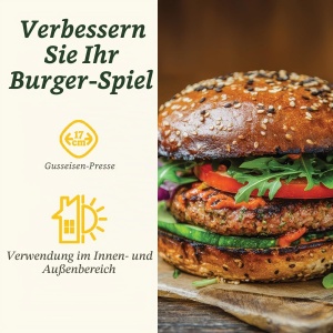 Presa pentru burgeri Cuisinart din fonta, 17 cm, maner rezistent la caldura - Img 2