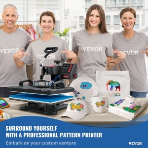 Presa termica VEVOR, presa termica 5 in 1, masina, imprimanta de transfer prin sublimare cu cupa pliabila de 29x38 cm, incalzire rapida, control digital precis al temperaturii, presa termica de vinil - Img 2
