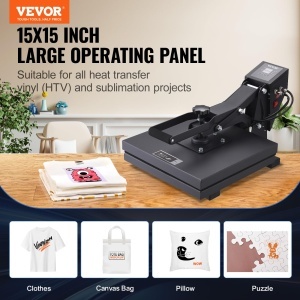 Presa termica VEVOR WBFHPM3804 38x38 cm 1200 W neagra - Img 2