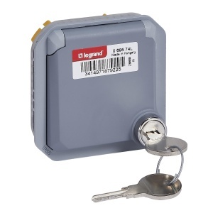 Priza de exterior Legrand Plexo New, IP55, 16A, Ultra Alb