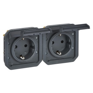 Priza dubla Legrand Plexo New 069879L IP44IP55 Anthracit protectie impotriva umezelii