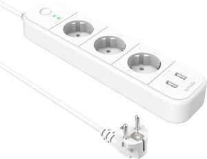 Priza inteligenta Tenda SP15, 3 prize controlate individual, 2 USB, 16A, 1.5m cablu