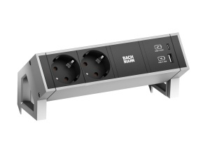Priza multipla Bachmann Desk 2 cu 2X priza, 1x USB-CUSB-A, inox