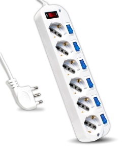 Priza multipla V-TAC cu 6 socketi, 1016 A, 1.5m cablu, culoare alba