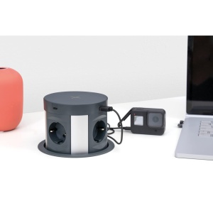 Prize de birou Blaupunkt Tischsteckdose PushUp 4-fach, 2 USB-A, 2 USB-C, inductiv, antracit - Img 2