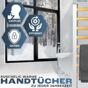 ProfiCare(r) Suport pentru prosoape fara gaurire | Uscator electric de prosoape pentru baie | Cablu de 1,5 m | incl. picioare si material de montare | Radiator electric pentru prosoape | Incalzitor de prosoape 125 wati | PC EHW 3115 - Img 4