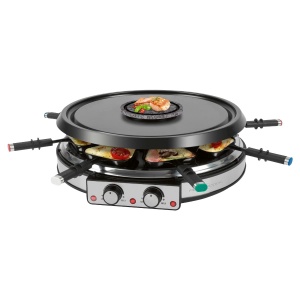 ProfiCook Combinatie de fondue de raclette pentru 8 persoane, set de gratar electric de masa 2 in 1 incl. Tigai de spatula Furculite Piatra naturala, de asemenea, fondue de branza si fondue de ciocolata, RG / FD 1245, 501245, otel inoxidabil - Img 9