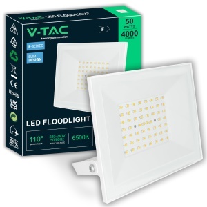 Proiector LED V-TAC E-SERIES 50W Alb, 4000 Lumen, IP65