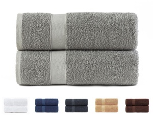 Prosoape de baie Todocama, 100 bumbac, 550 gm, gri deschis, 70 x 140 cm, 2 bucati