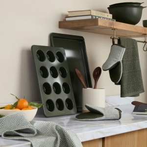 Prosoape de Bucatarie KitchenAid Evergreen Design, 3 buc, 100 Bumbac, Verde Inchis - Img 5