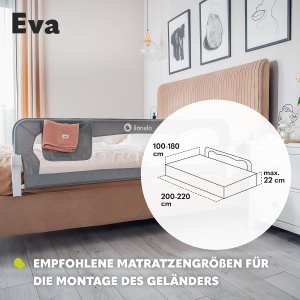 Protectie pentru pat Lionelo Eva, 150 cm, pliabila, cu retea aerisita - Img 7