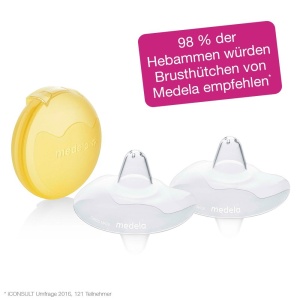 Protectoare pentru mamelon din silicon Medela Contact - Design moale, ultra-subtire - fara BPA - 1 pachet de 2 capace (24 mm) si cutie de depozitare - Img 3