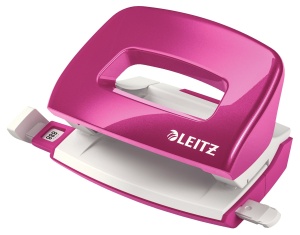 Puncher metalic Leitz WOW, 10 foi, ergonomic, roz