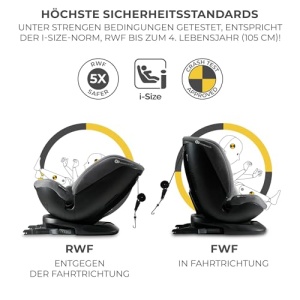 Putere pentru copii XPEDITION2 I-SIZE 40-150 cm, Scaun pentru copii 0-36 kg, Scaun auto cu spatele la directia de mers rotativ la 360 de grade, Scaun auto pentru copii cu statie Isofix, FWF si RWF, Tetiera/spatar reglabila cu pozitie inclinata, Gri - Img 2
