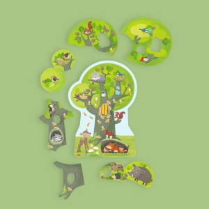 Puzzle din lemn HABA Waldtiere 3D cu 10 piese, pentru copii de la 3 ani - Img 6